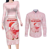 Merry Pigmas Couples Matching Long Sleeve Bodycon Dress and Long Sleeve Button Shirt Is It Too Late To Be Nice - Wonder Print Shop