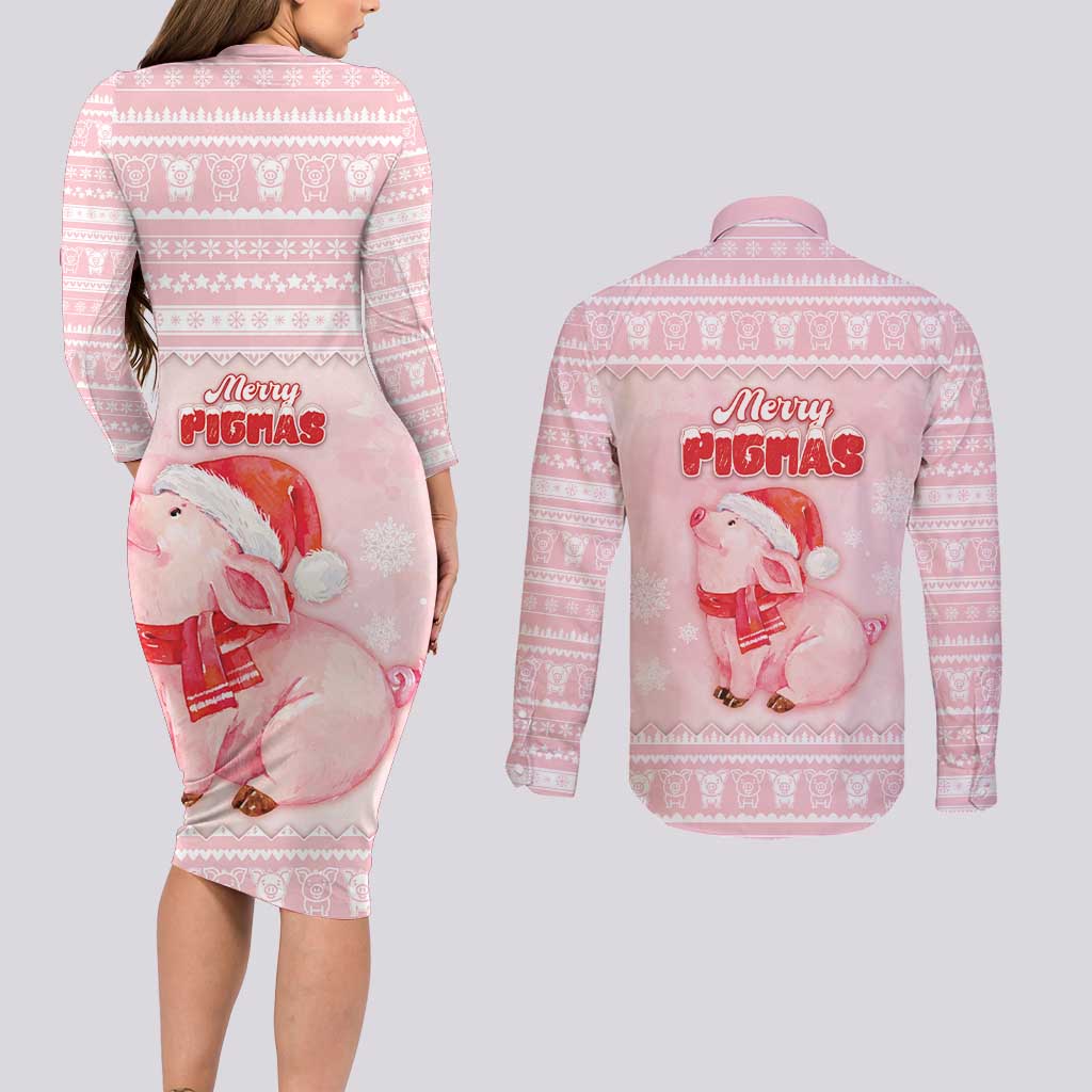 Merry Pigmas Couples Matching Long Sleeve Bodycon Dress and Long Sleeve Button Shirt Is It Too Late To Be Nice - Wonder Print Shop