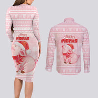 Merry Pigmas Couples Matching Long Sleeve Bodycon Dress and Long Sleeve Button Shirt Is It Too Late To Be Nice - Wonder Print Shop