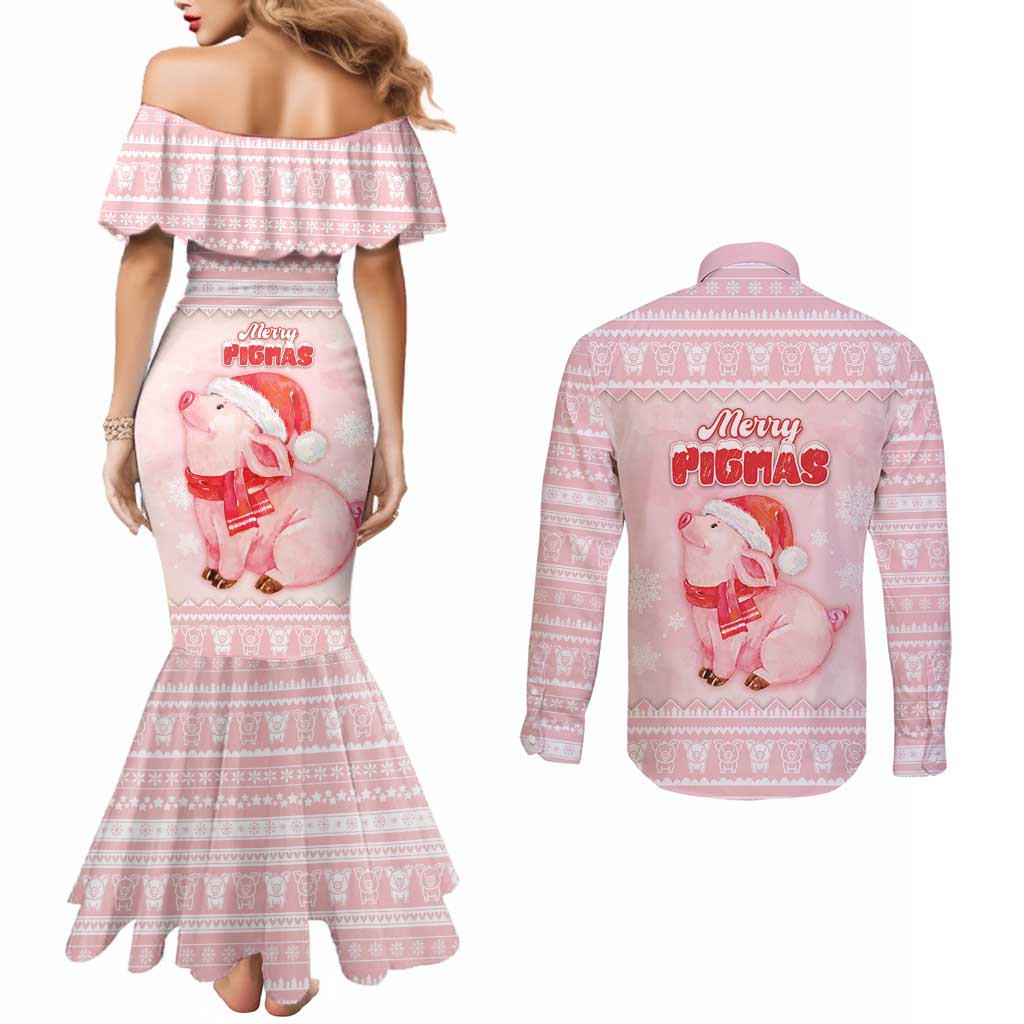 Merry Pigmas Couples Matching Mermaid Dress and Long Sleeve Button Shirt Is It Too Late To Be Nice - Wonder Print Shop