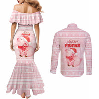 Merry Pigmas Couples Matching Mermaid Dress and Long Sleeve Button Shirt Is It Too Late To Be Nice - Wonder Print Shop
