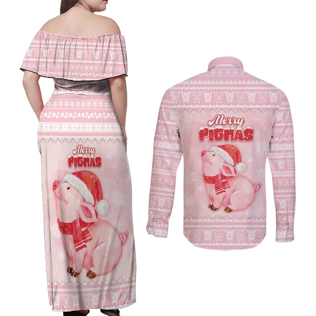 Merry Pigmas Couples Matching Off Shoulder Maxi Dress and Long Sleeve Button Shirt Is It Too Late To Be Nice - Wonder Print Shop
