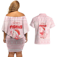 Merry Pigmas Couples Matching Off Shoulder Short Dress and Hawaiian Shirt Is It Too Late To Be Nice - Wonder Print Shop