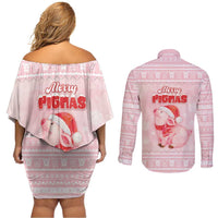 Merry Pigmas Couples Matching Off Shoulder Short Dress and Long Sleeve Button Shirt Is It Too Late To Be Nice - Wonder Print Shop