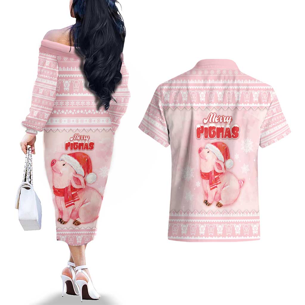 Merry Pigmas Couples Matching Off The Shoulder Long Sleeve Dress and Hawaiian Shirt Is It Too Late To Be Nice - Wonder Print Shop