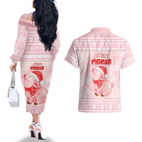 Merry Pigmas Couples Matching Off The Shoulder Long Sleeve Dress and Hawaiian Shirt Is It Too Late To Be Nice - Wonder Print Shop