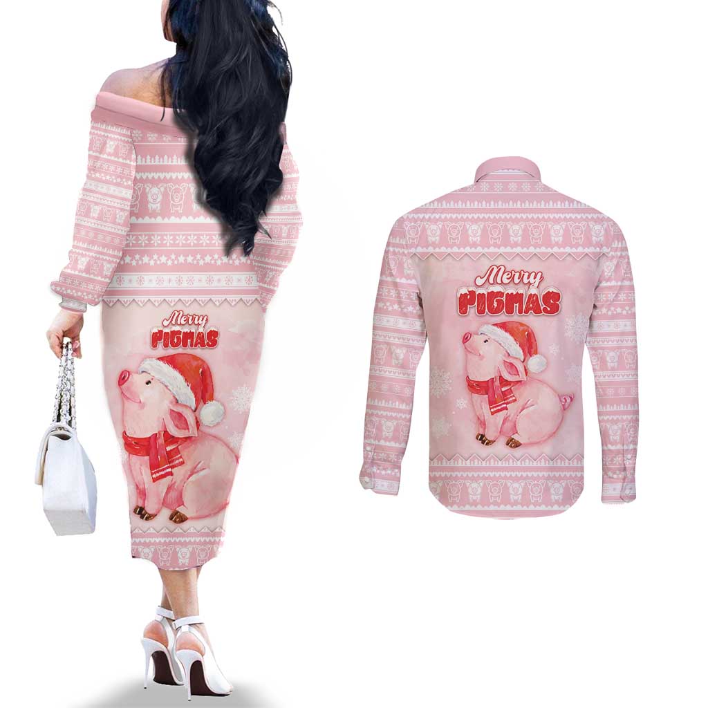 Merry Pigmas Couples Matching Off The Shoulder Long Sleeve Dress and Long Sleeve Button Shirt Is It Too Late To Be Nice - Wonder Print Shop