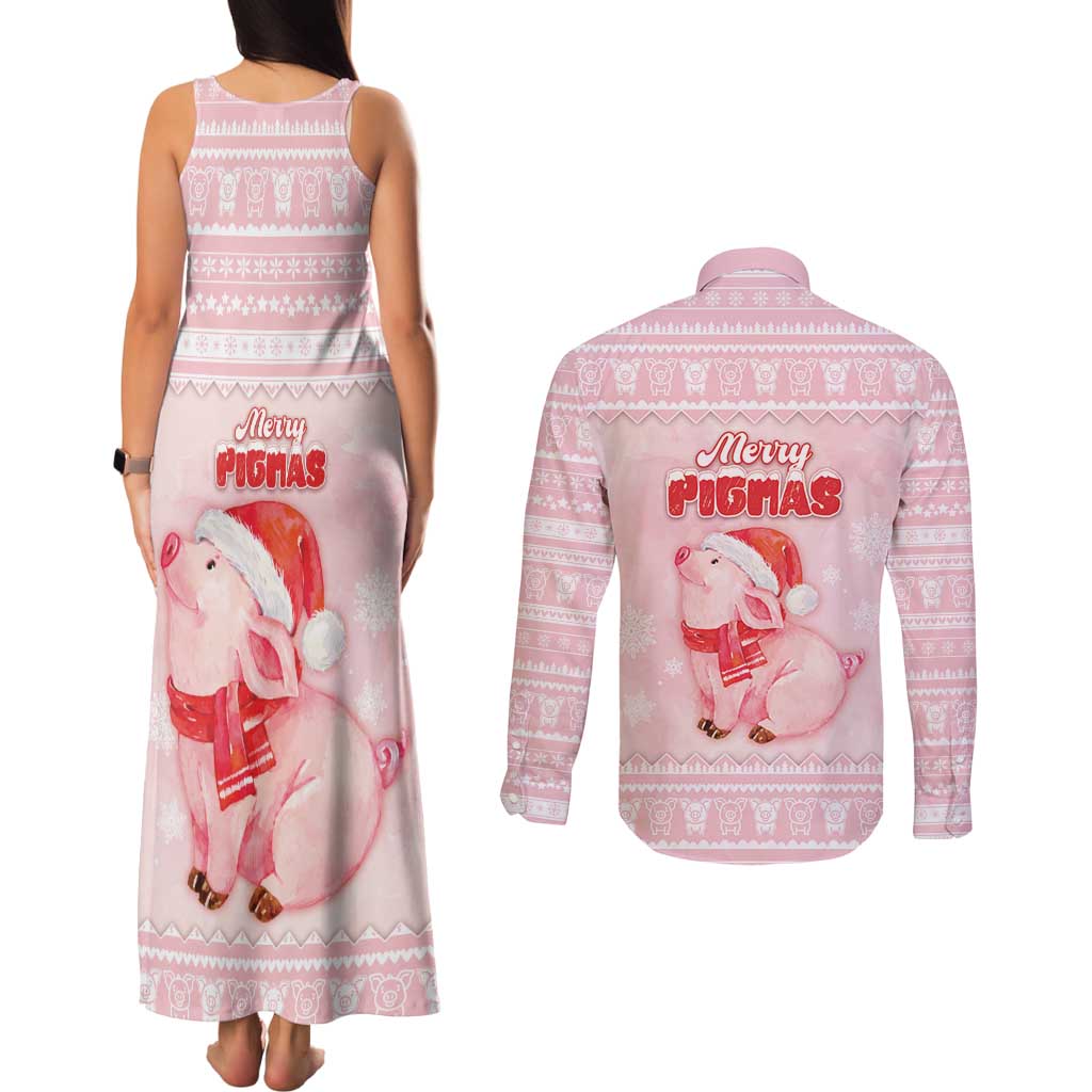 Merry Pigmas Couples Matching Tank Maxi Dress and Long Sleeve Button Shirt Is It Too Late To Be Nice - Wonder Print Shop