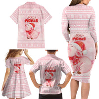 Merry Pigmas Family Matching Long Sleeve Bodycon Dress and Hawaiian Shirt Is It Too Late To Be Nice - Wonder Print Shop