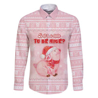 Merry Pigmas Family Matching Long Sleeve Bodycon Dress and Hawaiian Shirt Is It Too Late To Be Nice - Wonder Print Shop