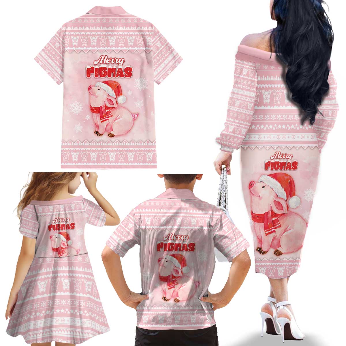 Merry Pigmas Family Matching Off The Shoulder Long Sleeve Dress and Hawaiian Shirt Is It Too Late To Be Nice - Wonder Print Shop