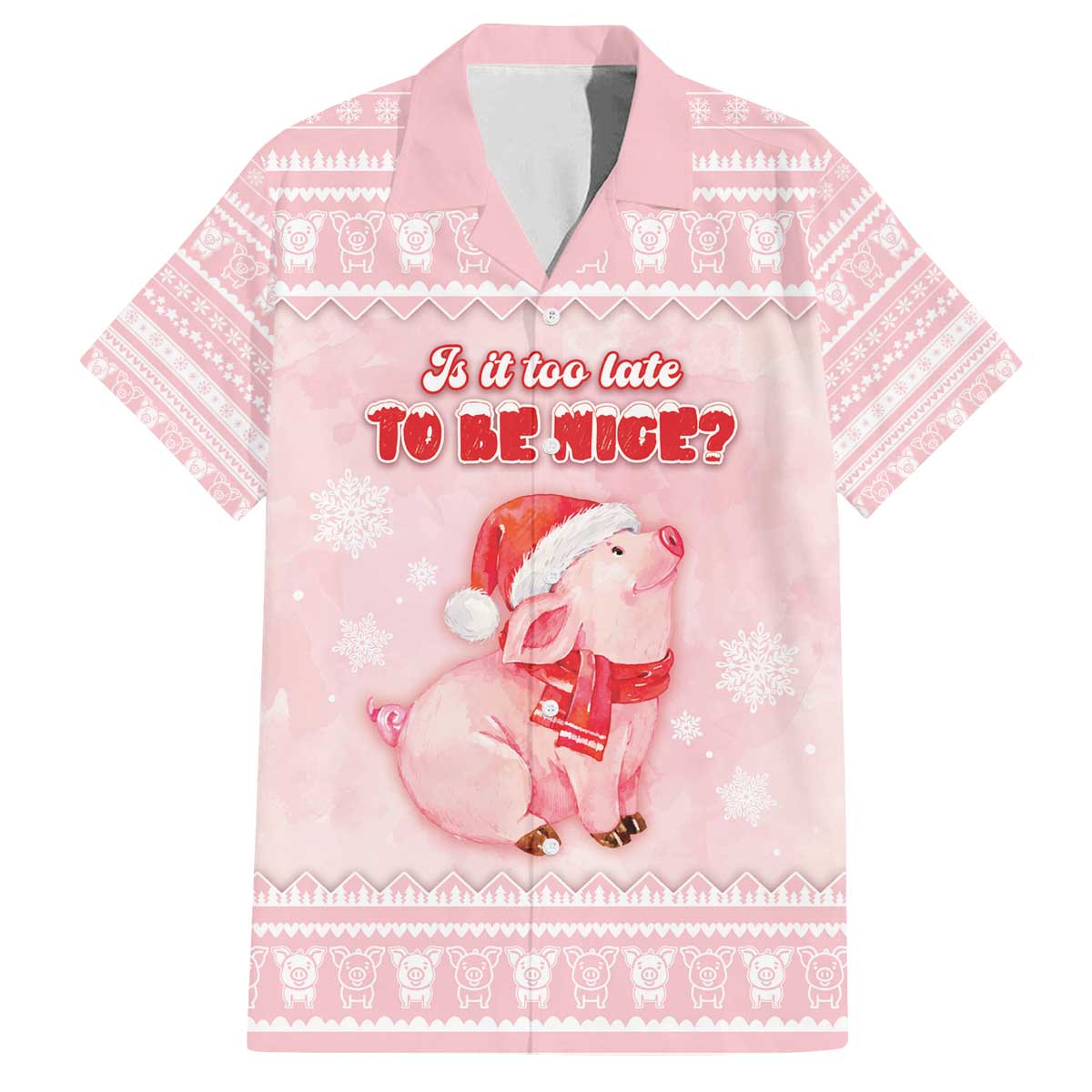 Merry Pigmas Family Matching Off The Shoulder Long Sleeve Dress and Hawaiian Shirt Is It Too Late To Be Nice - Wonder Print Shop