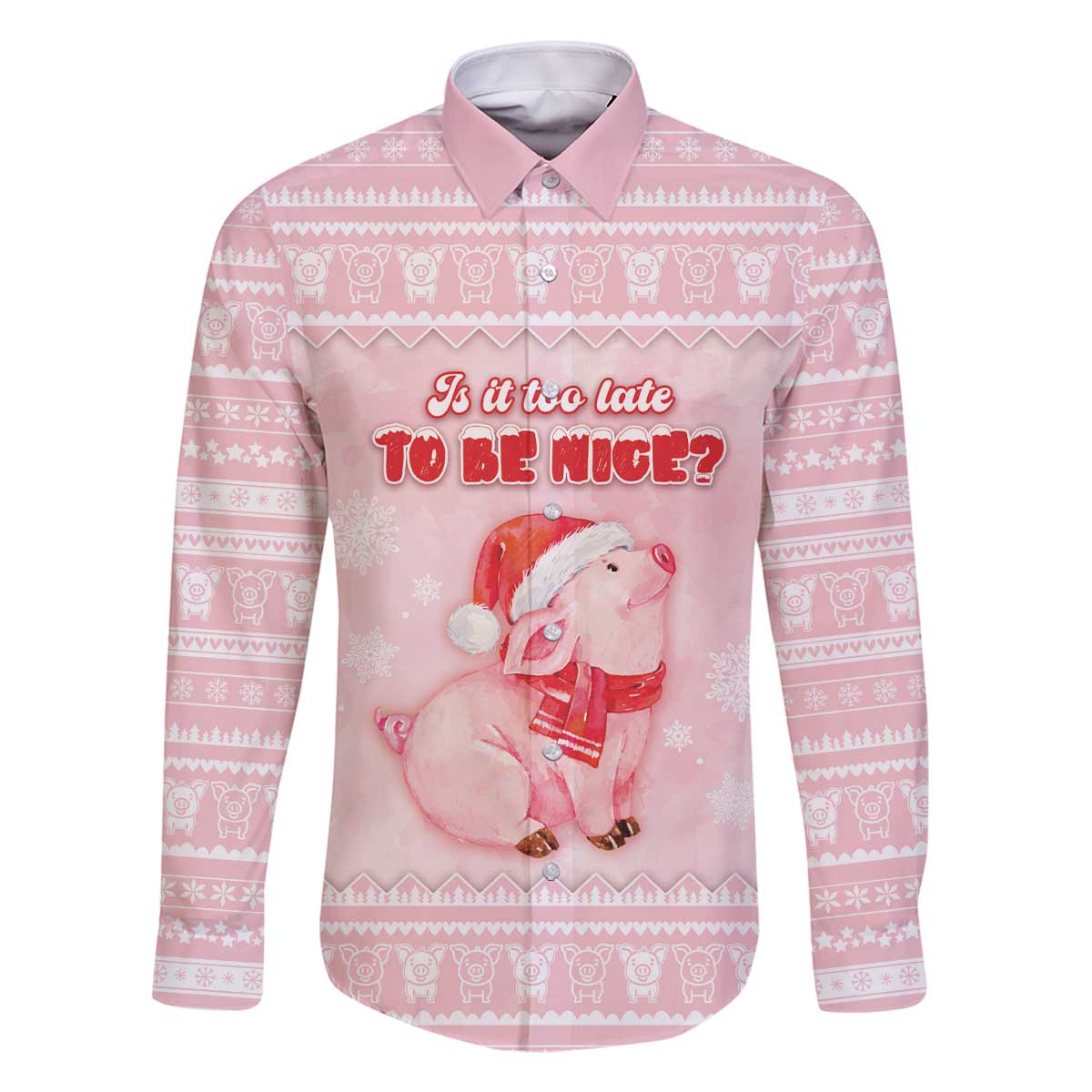 Merry Pigmas Family Matching Off The Shoulder Long Sleeve Dress and Hawaiian Shirt Is It Too Late To Be Nice - Wonder Print Shop