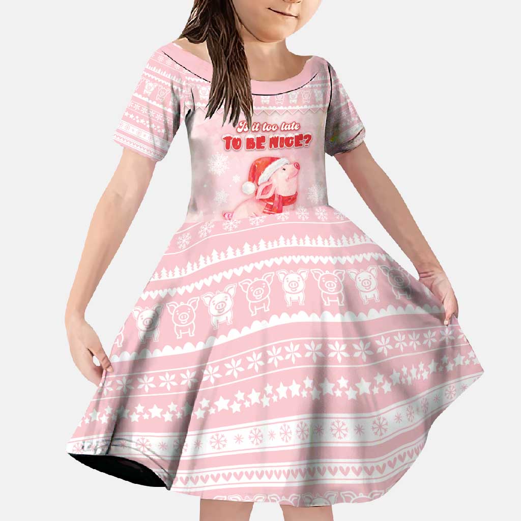 Merry Pigmas Family Matching Short Sleeve Bodycon Dress and Hawaiian Shirt Is It Too Late To Be Nice - Wonder Print Shop
