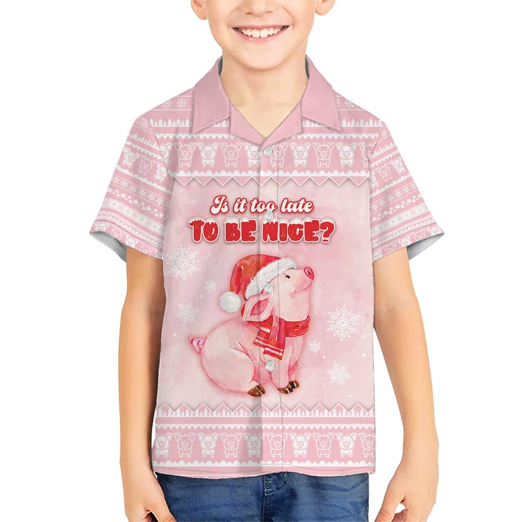 Merry Pigmas Family Matching Short Sleeve Bodycon Dress and Hawaiian Shirt Is It Too Late To Be Nice - Wonder Print Shop