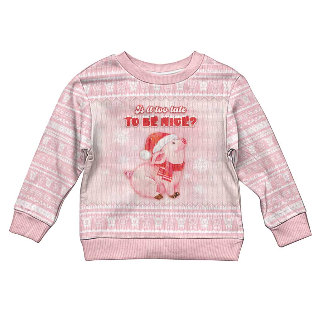 Merry Pigmas Kid Ugly Christmas Sweater Is It Too Late To Be Nice - Wonder Print Shop