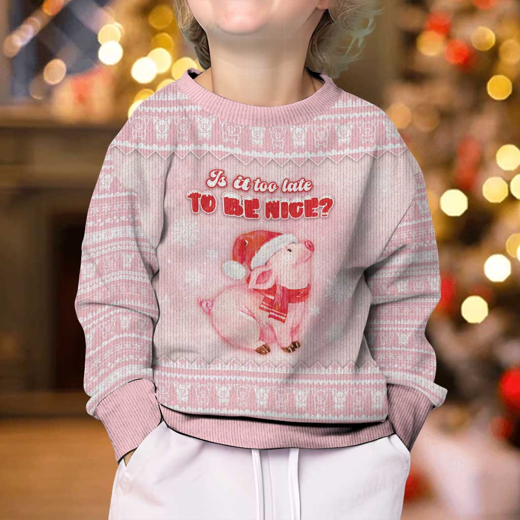 Merry Pigmas Kid Ugly Christmas Sweater Is It Too Late To Be Nice - Wonder Print Shop
