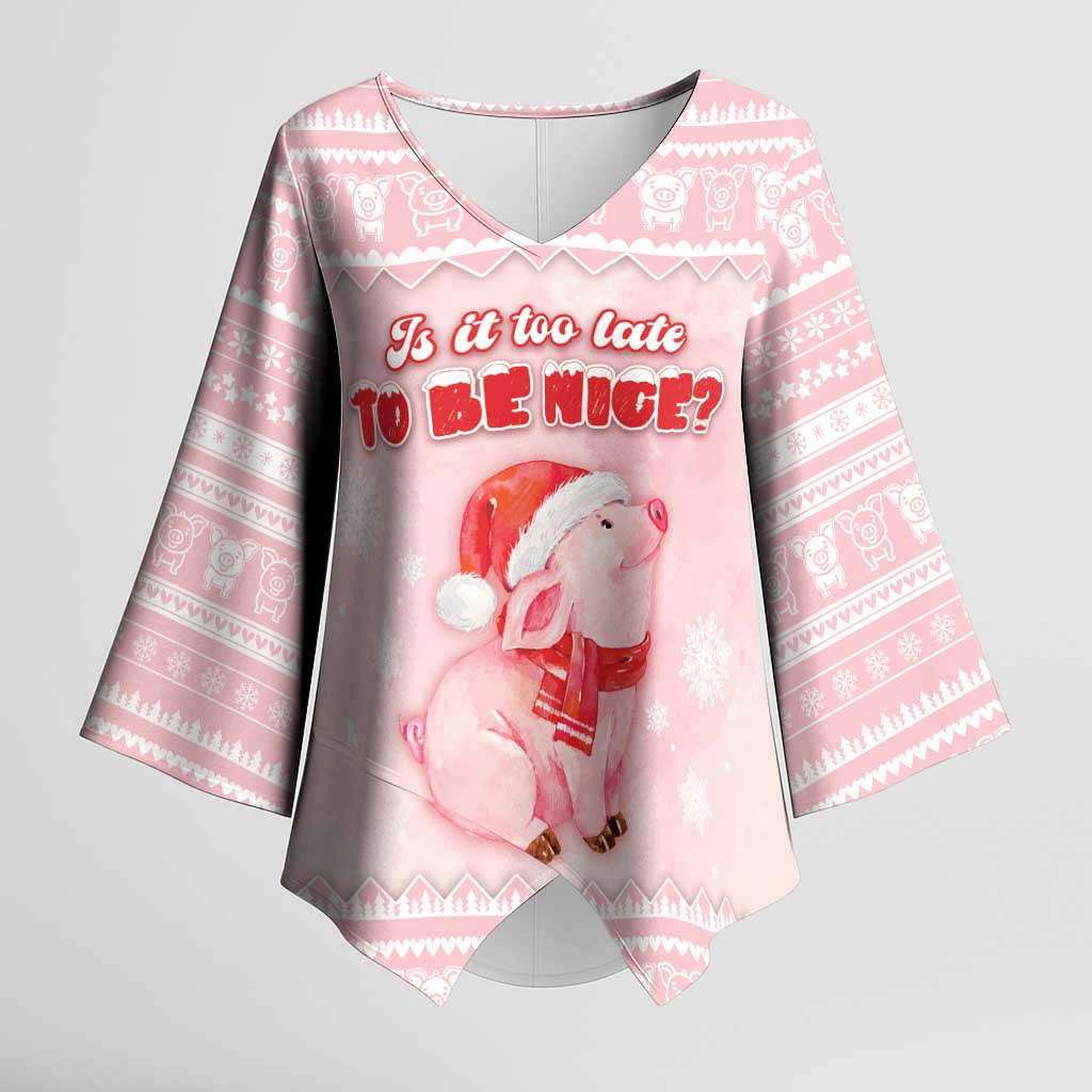 Merry Pigmas Kimono Sleeve Blouse Is It Too Late To Be Nice - Wonder Print Shop