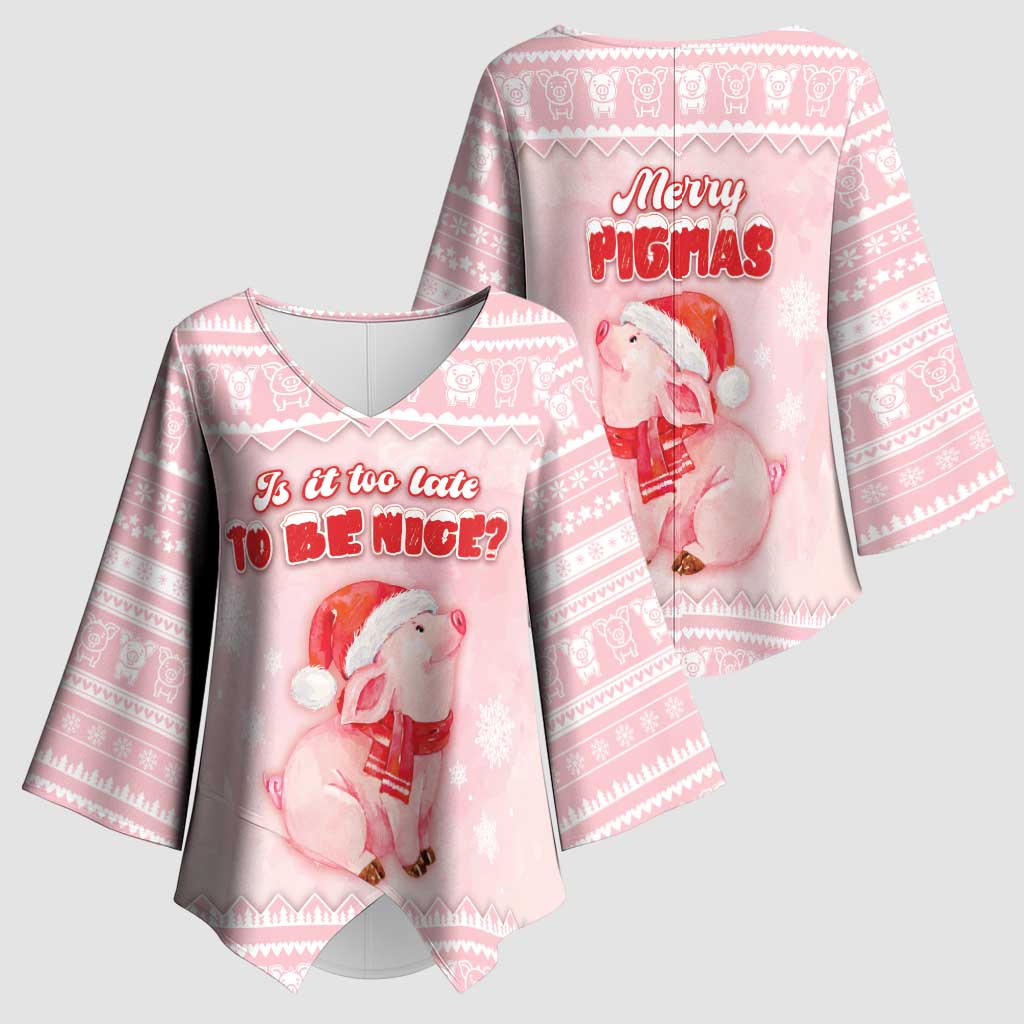 Merry Pigmas Kimono Sleeve Blouse Is It Too Late To Be Nice - Wonder Print Shop