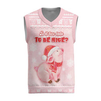 Merry Pigmas Christmas Knitted V-Neck Vest Is It Too Late To Be Nice - Wonder Print Shop