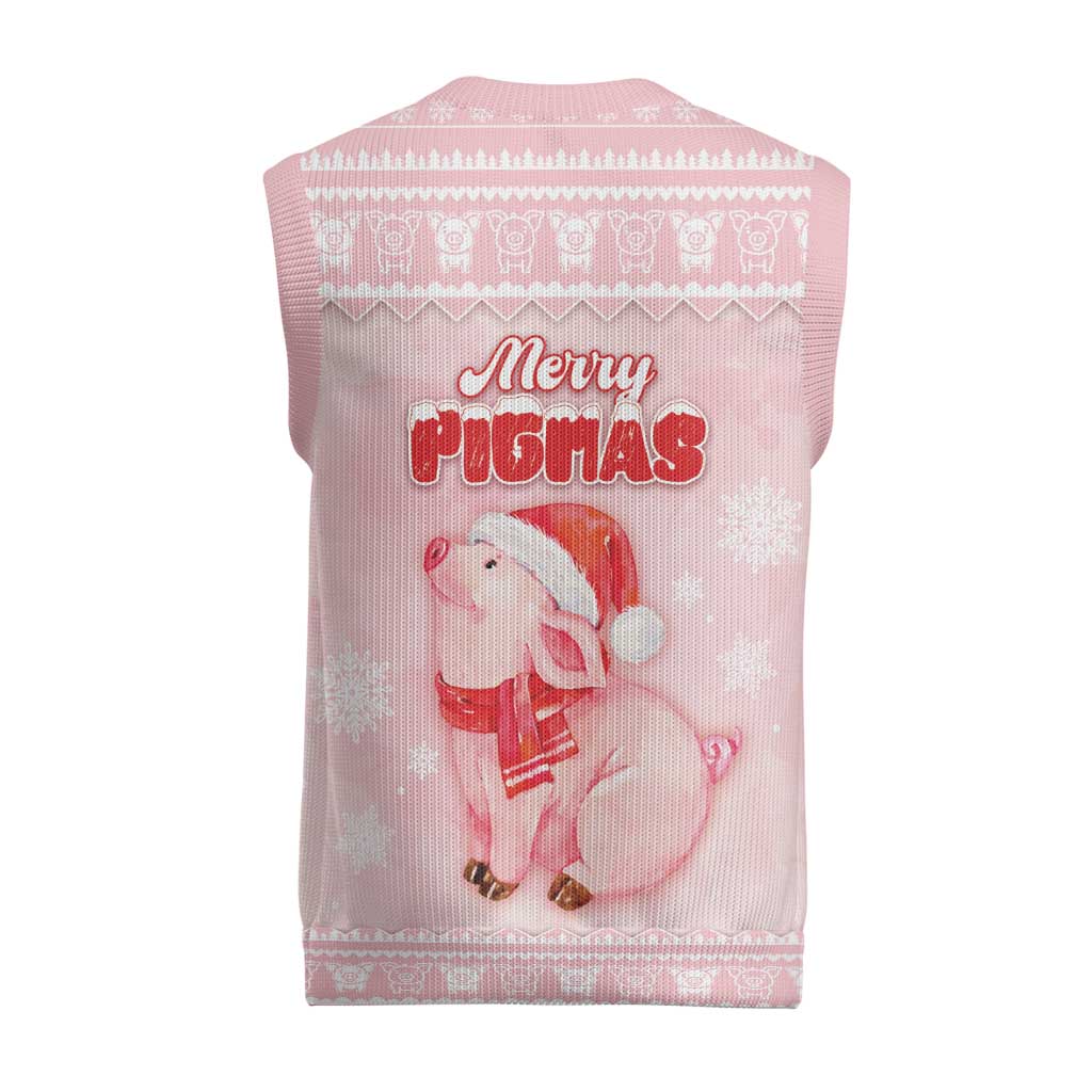 Merry Pigmas Christmas Knitted V-Neck Vest Is It Too Late To Be Nice - Wonder Print Shop