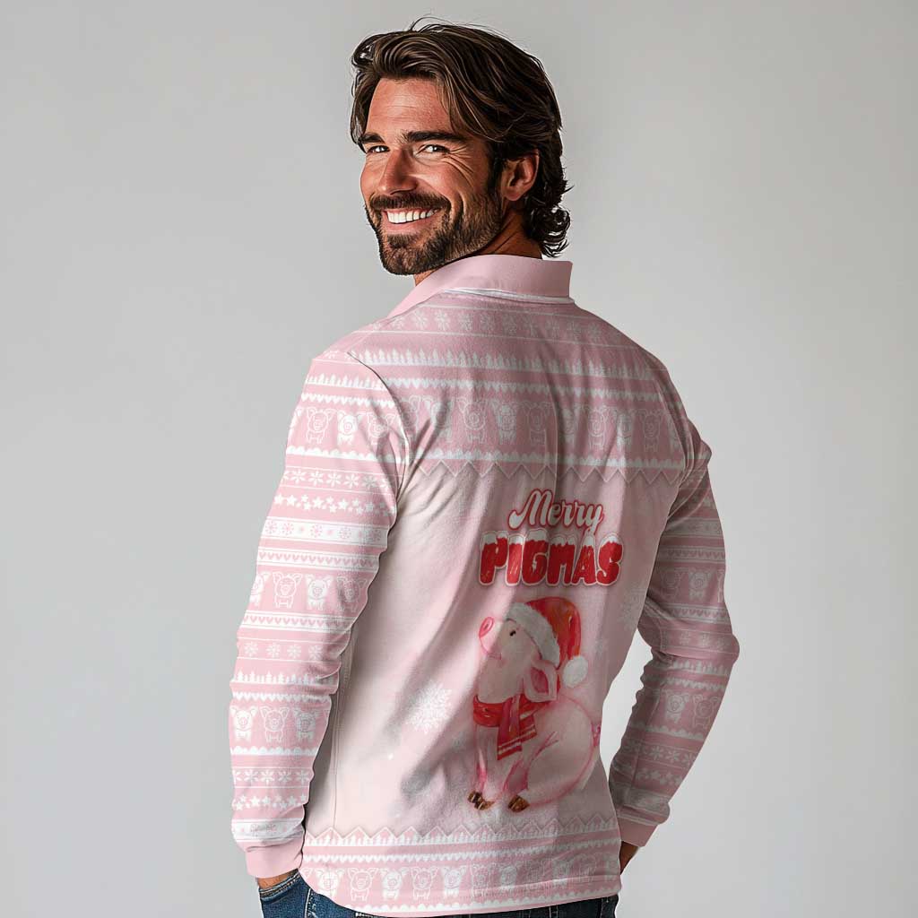 Merry Pigmas Long Sleeve Polo Shirt Is It Too Late To Be Nice - Wonder Print Shop