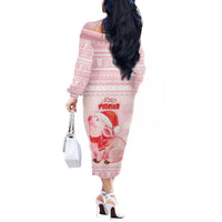 Merry Pigmas Off The Shoulder Long Sleeve Dress Is It Too Late To Be Nice - Wonder Print Shop