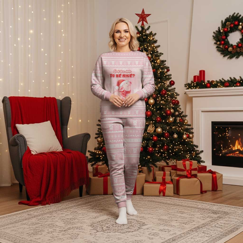 Merry Pigmas Christmas Pajama Set Is It Too Late To Be Nice - Wonder Print Shop