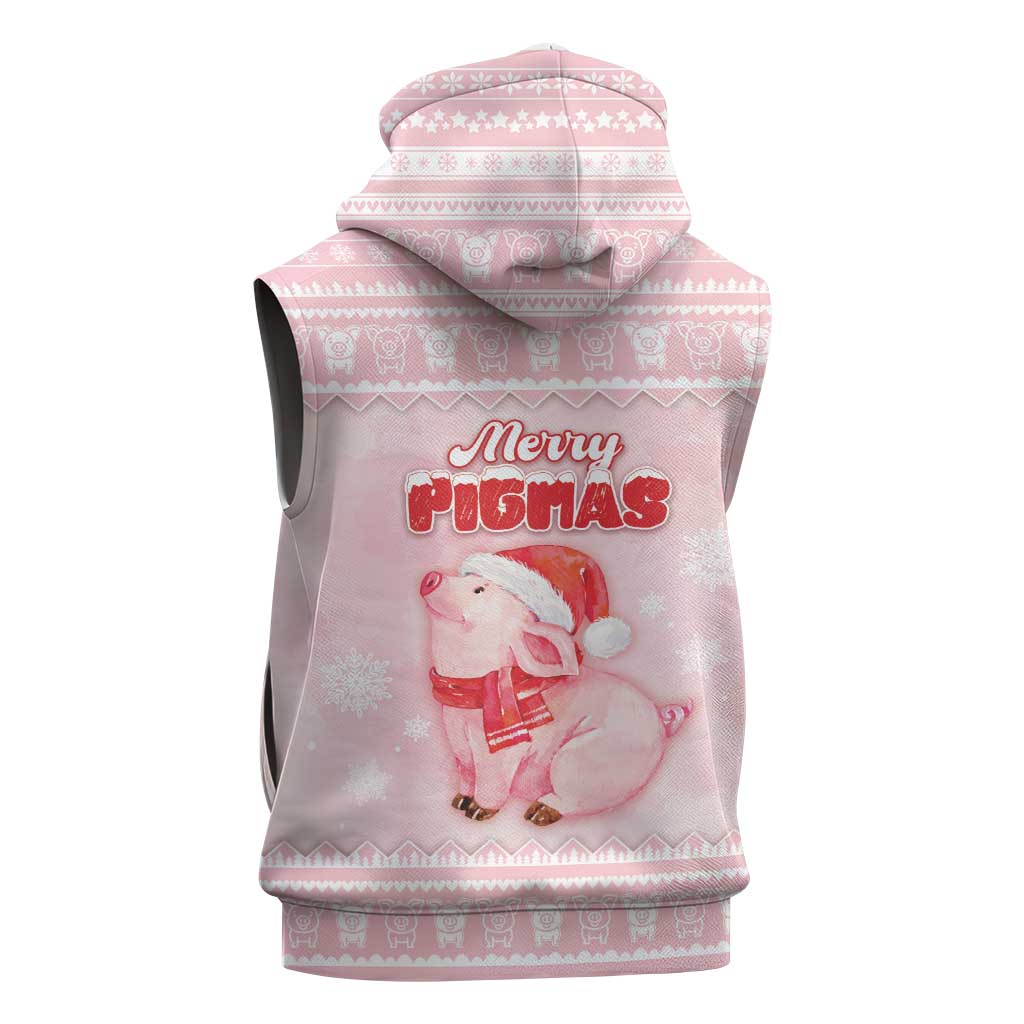Merry Pigmas Sleeveless Zip Hoodie Is It Too Late To Be Nice - Wonder Print Shop
