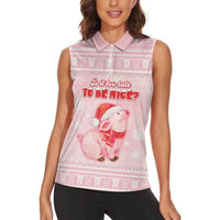 Merry Pigmas Women Sleeveless Polo Shirt Is It Too Late To Be Nice - Wonder Print Shop