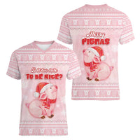 Merry Pigmas Women V-Neck T-Shirt Is It Too Late To Be Nice - Wonder Print Shop