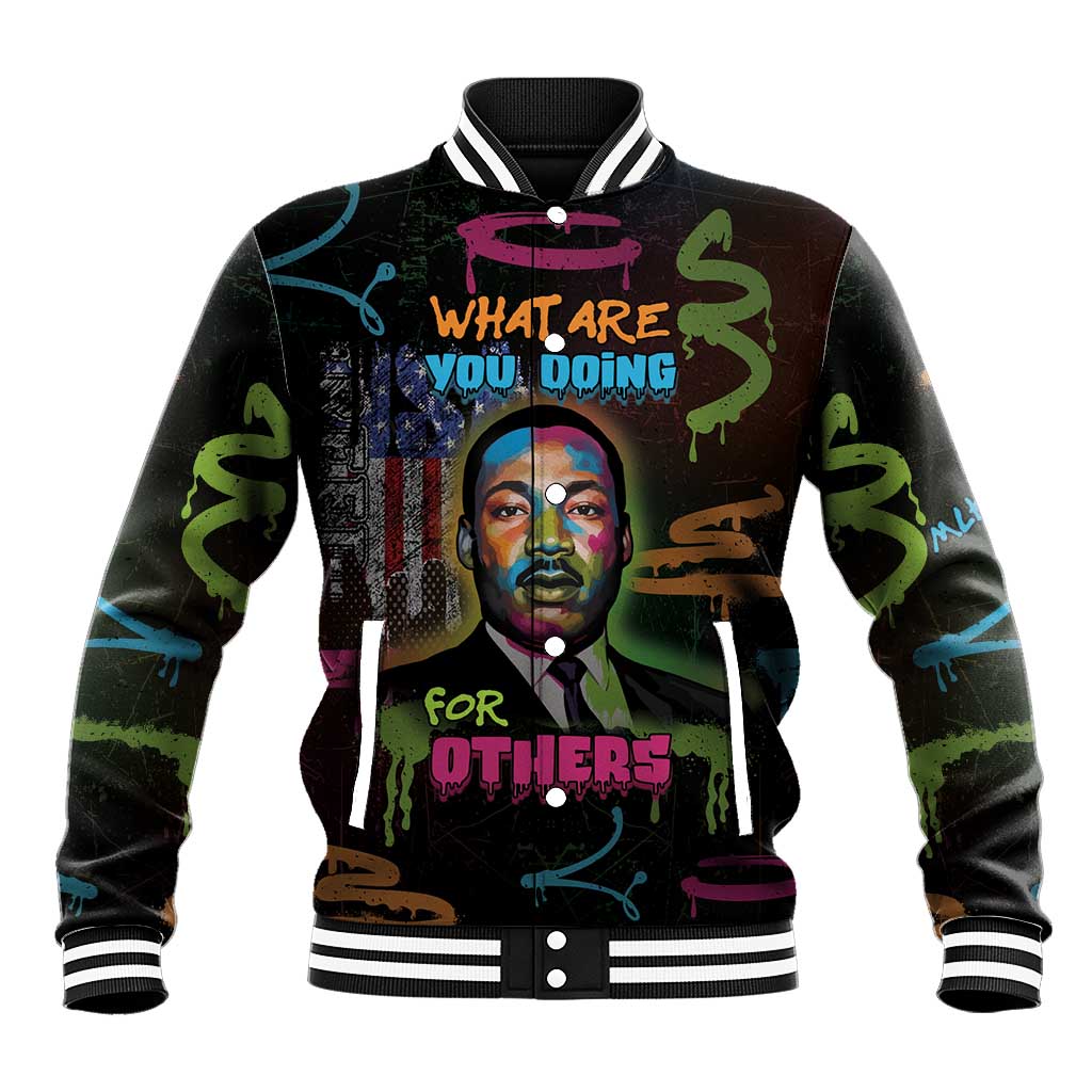 Martin Luther King Jr Day Baseball Jacket What Are You Doing For Others - Wonder Print Shop