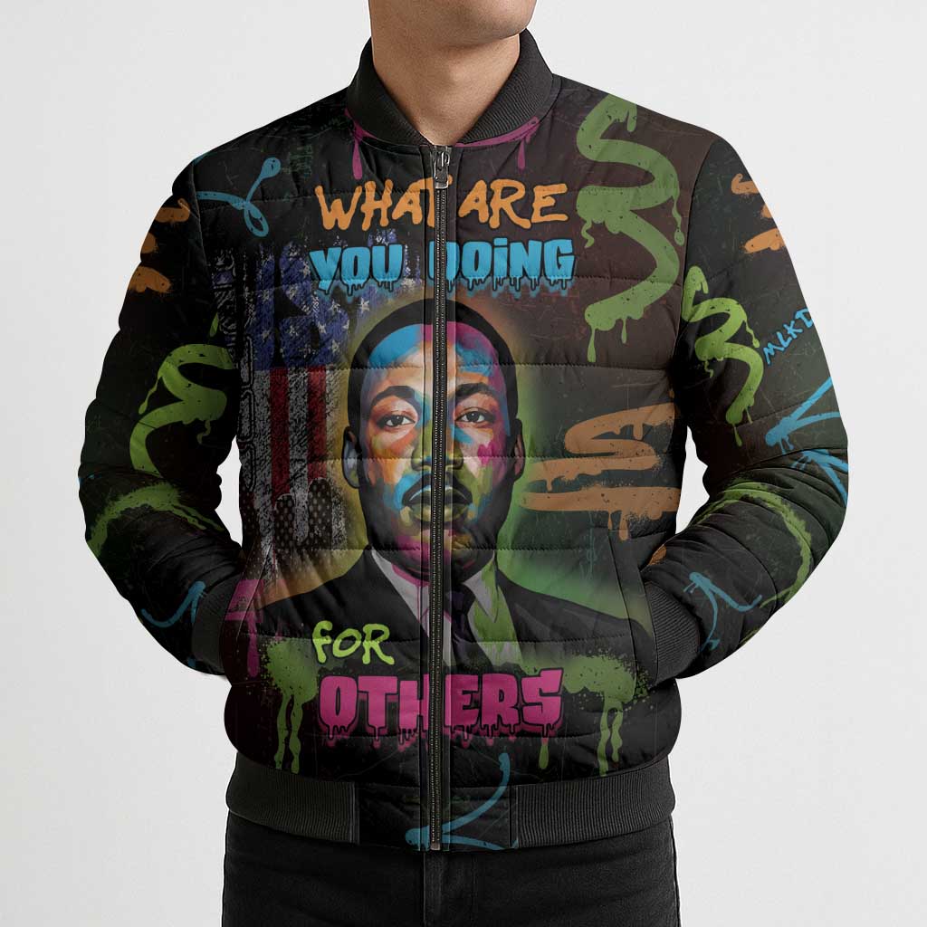Martin Luther King Jr Day Bomber Puffer Jacket What Are You Doing For Others - Wonder Print Shop