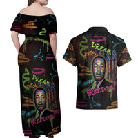 Martin Luther King Jr Day Couples Matching Off Shoulder Maxi Dress and Hawaiian Shirt What Are You Doing For Others - Wonder Print Shop