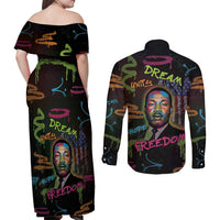 Martin Luther King Jr Day Couples Matching Off Shoulder Maxi Dress and Long Sleeve Button Shirt What Are You Doing For Others - Wonder Print Shop