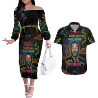 Martin Luther King Jr Day Couples Matching Off The Shoulder Long Sleeve Dress and Hawaiian Shirt What Are You Doing For Others - Wonder Print Shop