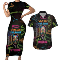 Martin Luther King Jr Day Couples Matching Short Sleeve Bodycon Dress and Hawaiian Shirt What Are You Doing For Others - Wonder Print Shop