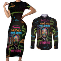 Martin Luther King Jr Day Couples Matching Short Sleeve Bodycon Dress and Long Sleeve Button Shirt What Are You Doing For Others - Wonder Print Shop