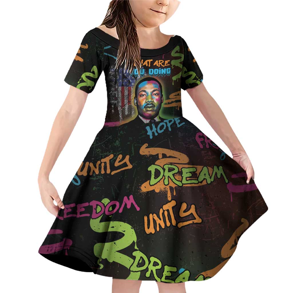 Martin Luther King Jr Day Family Matching Off Shoulder Short Dress and Hawaiian Shirt What Are You Doing For Others - Wonder Print Shop