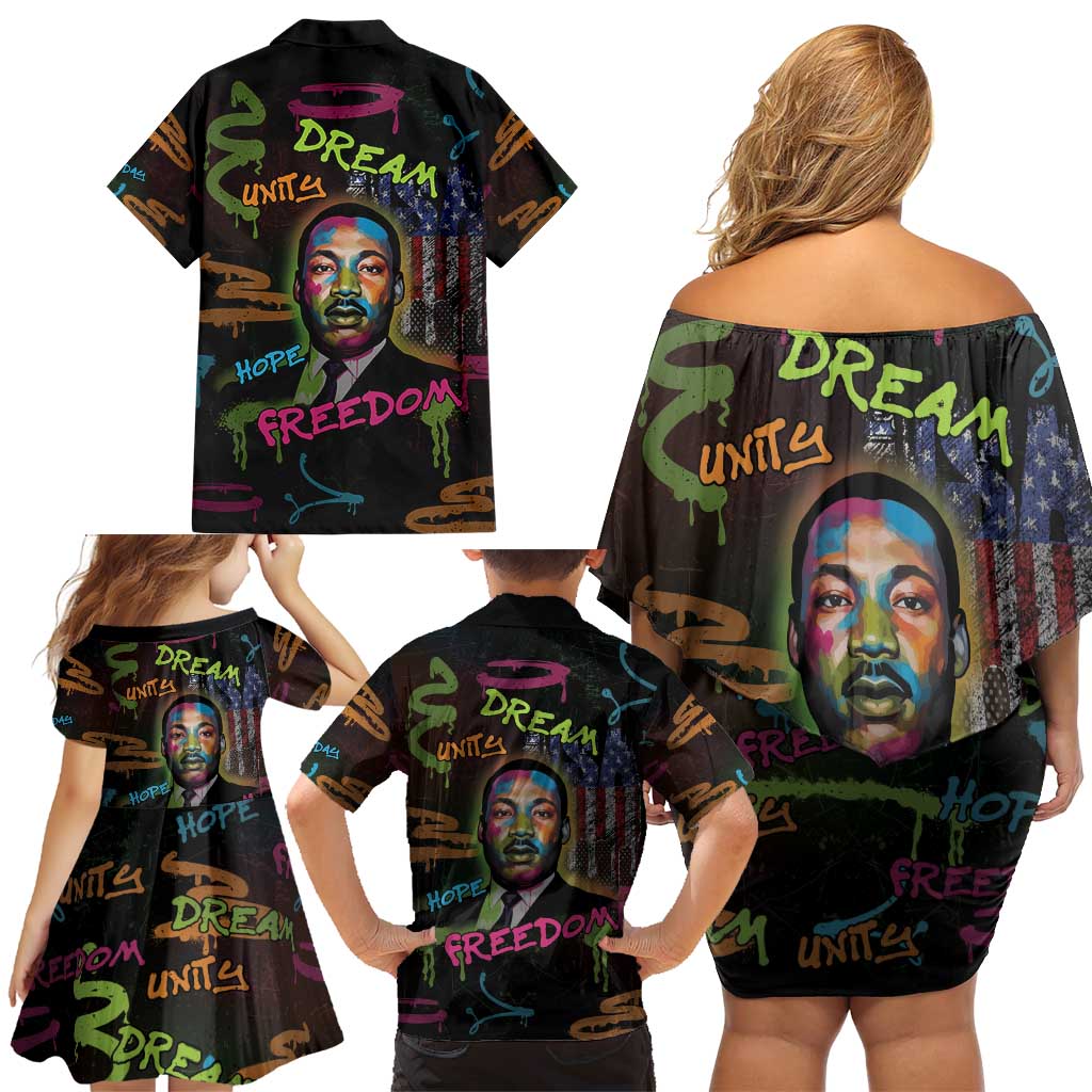 Martin Luther King Jr Day Family Matching Off Shoulder Short Dress and Hawaiian Shirt What Are You Doing For Others - Wonder Print Shop