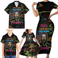 Martin Luther King Jr Day Family Matching Short Sleeve Bodycon Dress and Hawaiian Shirt What Are You Doing For Others - Wonder Print Shop