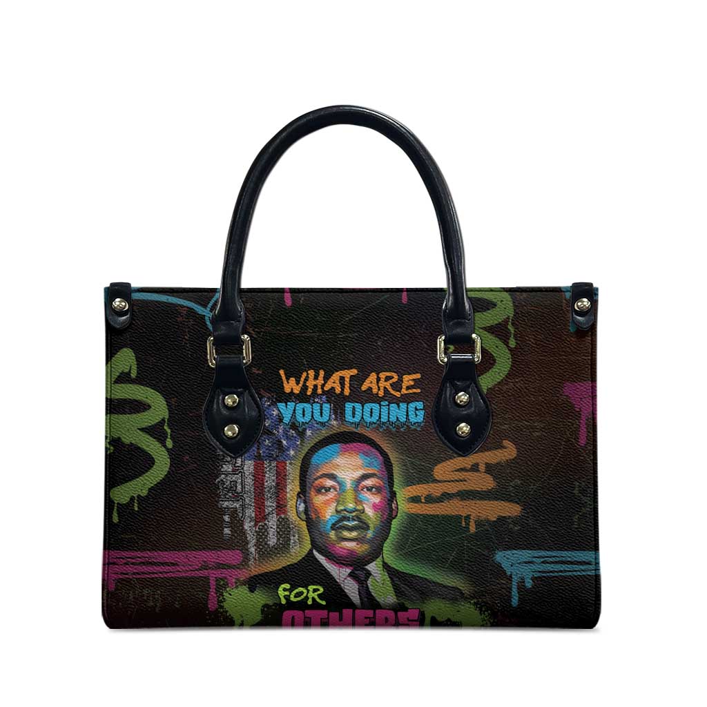 Martin Luther King Jr Day Leather Bag What Are You Doing For Others - Wonder Print Shop