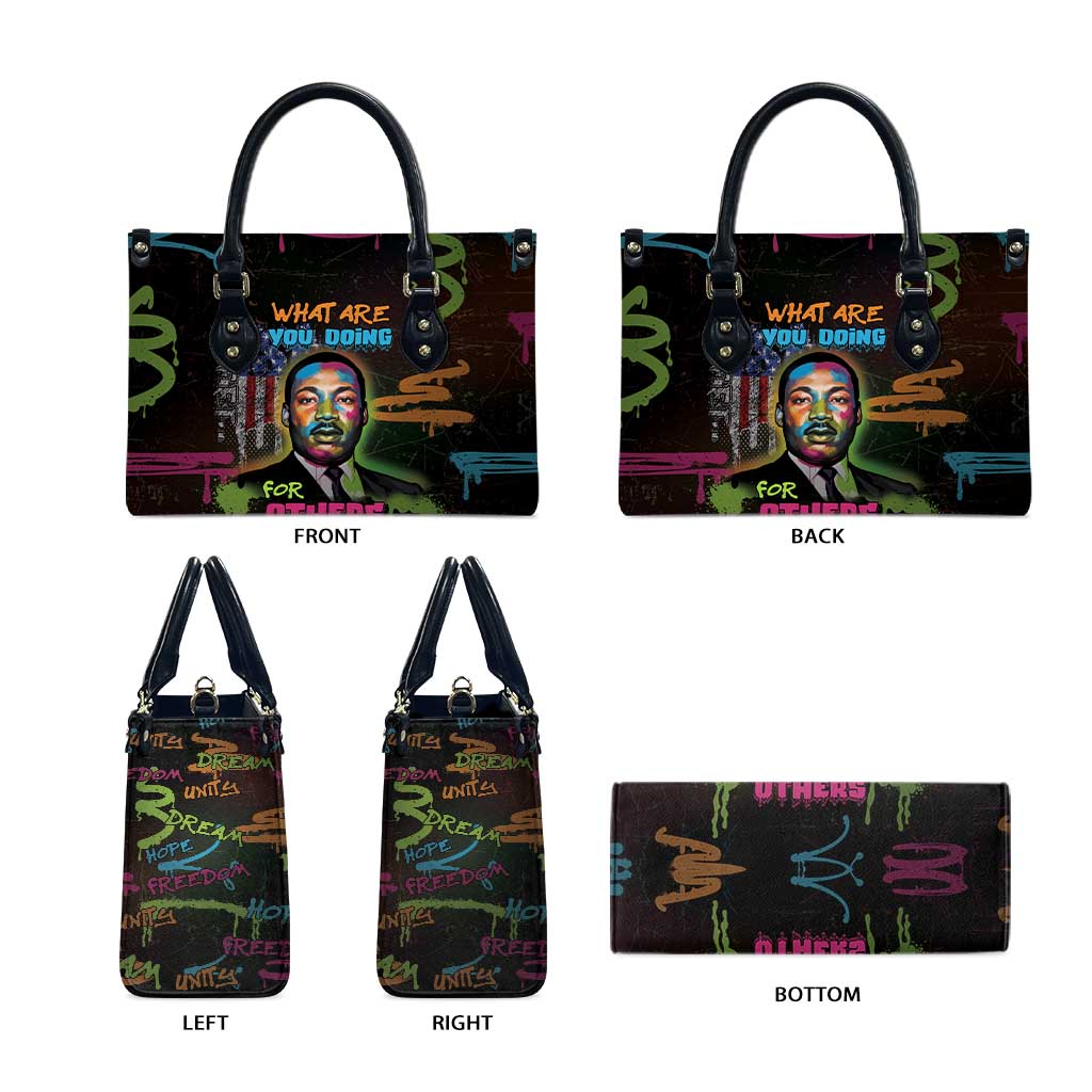 Martin Luther King Jr Day Leather Bag What Are You Doing For Others - Wonder Print Shop