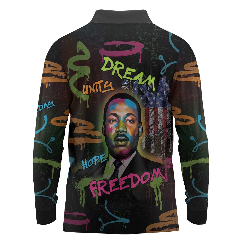 Martin Luther King Jr Day Long Sleeve Polo Shirt What Are You Doing For Others - Wonder Print Shop