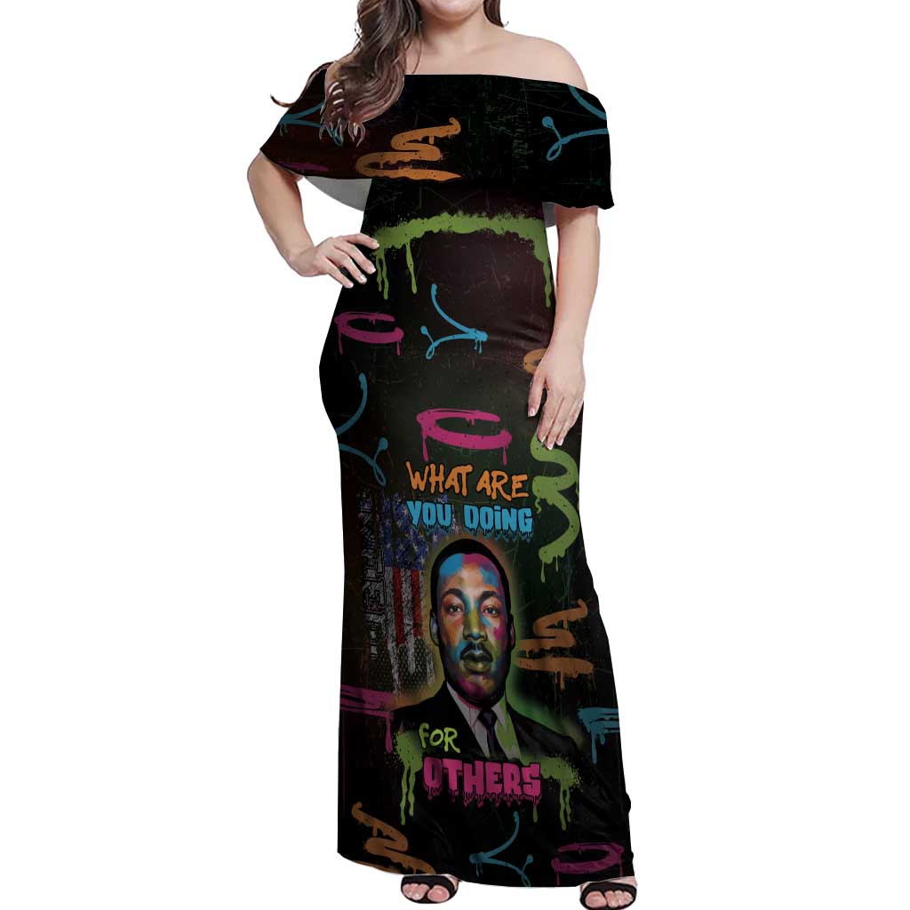Martin Luther King Jr Day Off Shoulder Maxi Dress What Are You Doing For Others - Wonder Print Shop