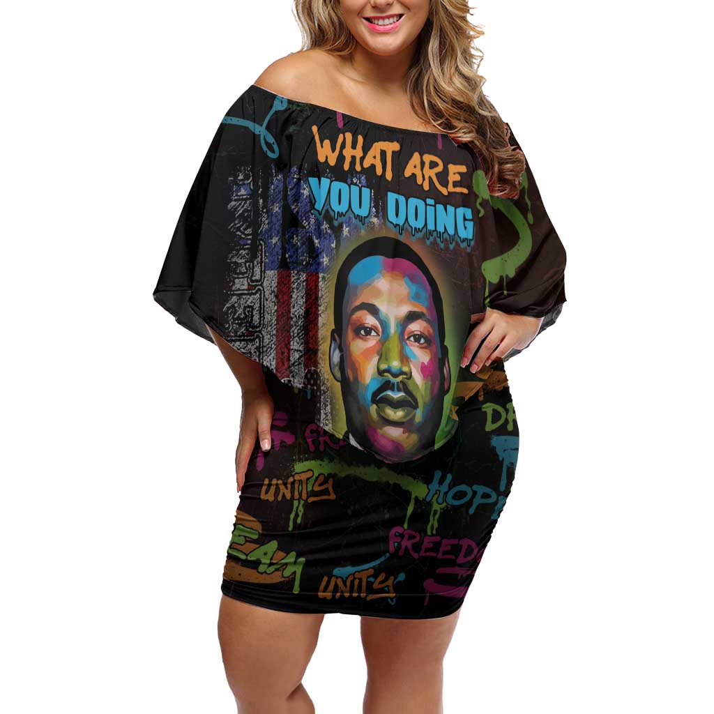 Martin Luther King Jr Day Off Shoulder Short Dress What Are You Doing For Others - Wonder Print Shop