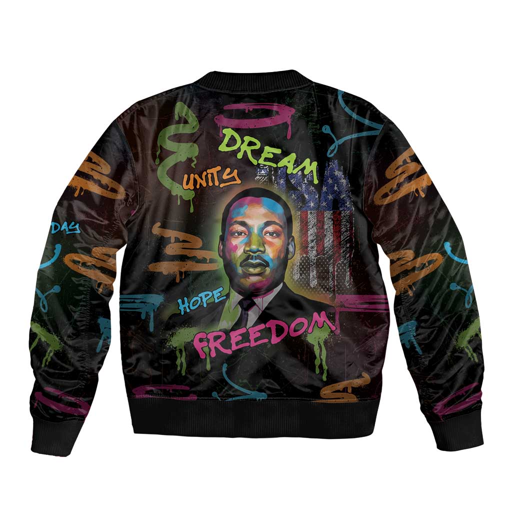 Martin Luther King Jr Day Sleeve Zip Bomber Jacket What Are You Doing For Others - Wonder Print Shop