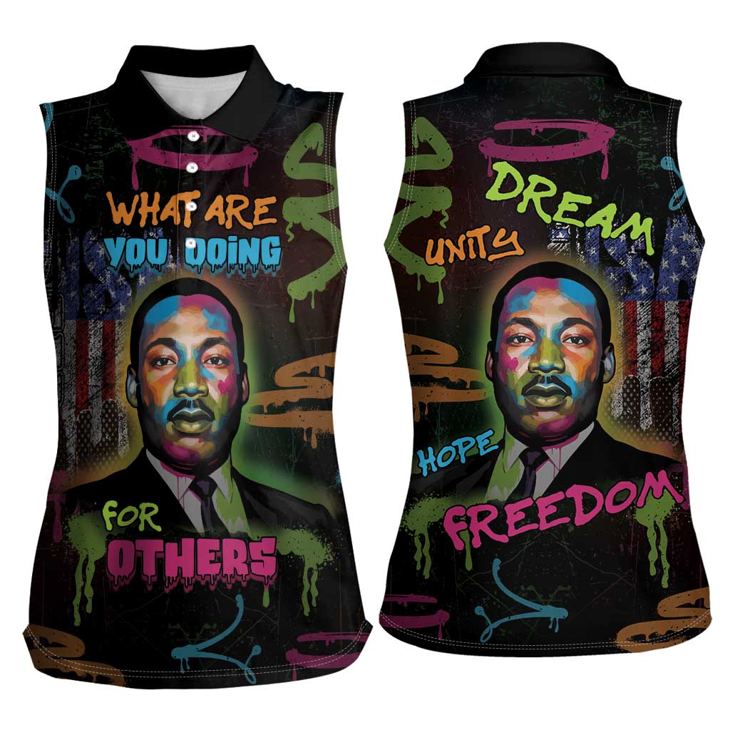 Martin Luther King Jr Day Women Sleeveless Polo Shirt What Are You Doing For Others - Wonder Print Shop