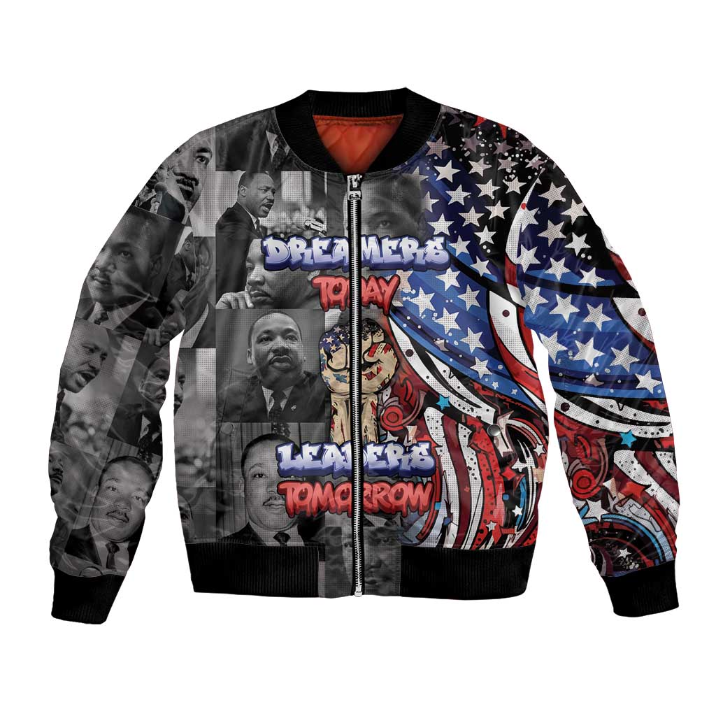 Martin Luther King Jr Day Bomber Jacket Dreamers Today Leaders Tomorrow - Wonder Print Shop