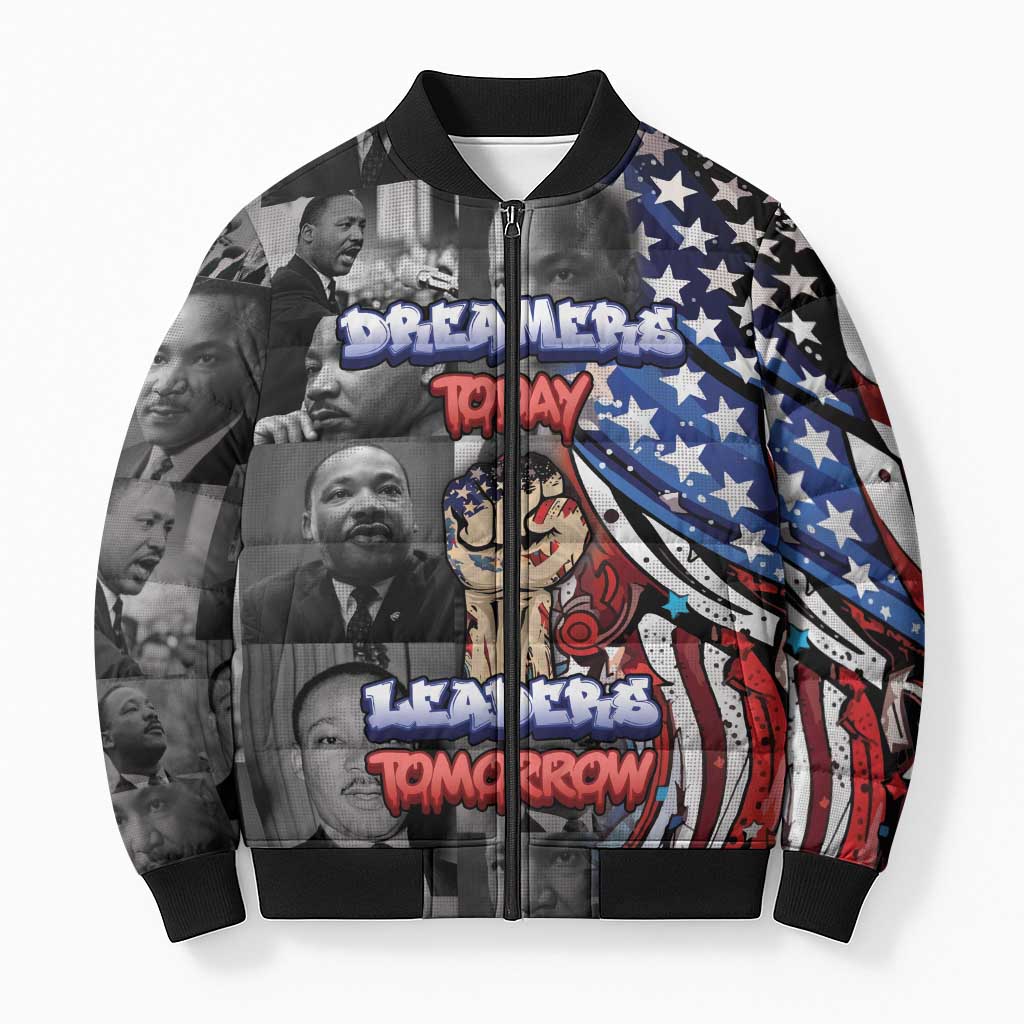Martin Luther King Jr Day Bomber Puffer Jacket Dreamers Today Leaders Tomorrow - Wonder Print Shop